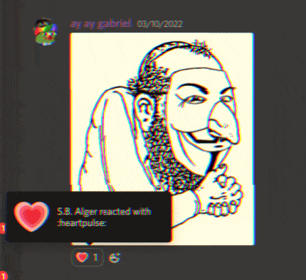 Discord: S.B. Alger "S.B. Alger reacted with :heart pulse:" | Demonstrating Antisemitism